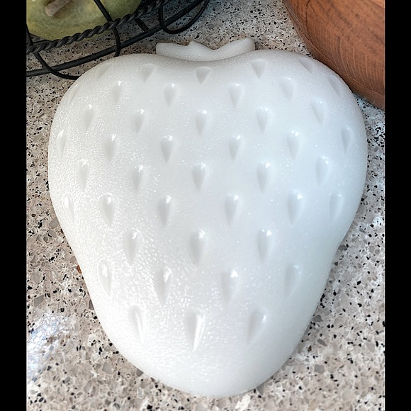 Vintage Milk Glass Strawberry Shaped Dish - Picture 3 of 7